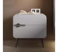 ZDFTGKM Comodino moderno in legno massello ecologico con finitura in pelle in microfibra, 2 cassetti silenziosi, design semplice, struttura, adatto per camera da letto e soggiorno (grigio chiaro, 19,7