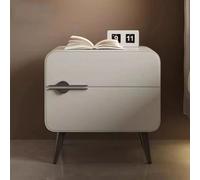 ZDFTGKM Comodino moderno in legno massello ecologico con finitura in pelle in microfibra, 2 cassetti silenziosi, design semplice, struttura, adatto per camera da letto e soggiorno (bianco, 19,7 x 19,9