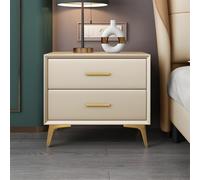 ZDFTGKM Comodino moderno in similpelle con 2 cassetti, tavolino portaoggetti per camera da letto, dimensioni ridotte, beige, 45,7 x 40,6 x 48,3 cm (lunghezza x larghezza x altezza)