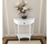 ZDFTGKM Consolle in legno metà secolo mezza luna cassetto singolo divano portico corridoio divisorio armadio contro la parete corridoio semicircolare bianco 78,7 cm L x 35,6 cm W 78,7 cm H