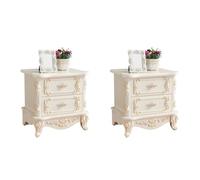 ZDFTGKM Elegante comodino in legno bianco con 2 cassetti, decorazione per camera da letto, comodini in legno verniciato, set da 48,3 cm di lunghezza x 40,6 cm di larghezza x 48,3 cm di altezza