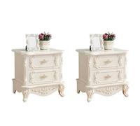 ZDFTGKM Elegante comodino in legno bianco con 2 cassetti, decorazione per camera da letto, comodini in legno color avorio, 48,3 x 40,6 cm (lunghezza x larghezza x altezza)