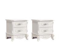 ZDFTGKM Elegante comodino in legno bianco con 2 cassetti, decorazione per camera da letto, comodini in legno color avorio, 45,7 x 40,6 x 48,3 cm (lunghezza x larghezza x altezza)