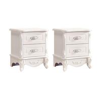 ZDFTGKM Elegante comodino in legno bianco con 2 cassetti, decorazione per camera da letto, comodini in legno color avorio, 40,6 cm di lunghezza x 48,3 cm di altezza
