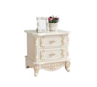 ZDFTGKM Elegante comodino in legno bianco con 2 cassetti, decorazione per camera da letto, comodino in legno verniciato bianco-oro, 1 pezzo 48,3 x 40,6 cm (lunghezza x larghezza x altezza)