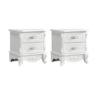 ZDFTGKM Elegante comodino in legno bianco con 2 cassetti, decorazione per camera da letto, comodino in legno verniciato, 45,7 x 40,6 x 48,3 cm (lunghezza x larghezza x altezza)