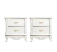 ZDFTGKM Elegante comodino in legno bianco con 2 cassetti, decorazione per camera da letto, comodino in legno verniciato, set da 50,8 cm di lunghezza x 40,6 cm di larghezza x 48,3 cm di altezza