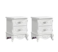 ZDFTGKM Elegante comodino rustico francese in legno bianco 2 cassetti portaoggetti decorazione per camera da letto rialzata comodino set di colori in legno per comodino 40 cm L x L 48 cm A