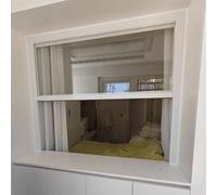 ZDFTGKM Finestra scorrevole verticale commerciale con finestre in vetro temperato, servizio di ventilazione per ristoranti, camion alimentari e carrelli snack mobili (bianco, 70 x 60 cm)