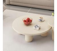 ZDFTGKM Moderno tavolino rotondo in legno artificiale beige nordico creativo crema laterale camera da letto stile wabi-sabi piccolo 80 cm L x 80 cm W 35,6 cm H