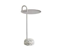 ZDFTGKM Piccolo tavolino in metallo con base in terrazzo, tavolino rotondo portatile, adatto per soggiorno, camera da letto, divano e balcone (grigio)