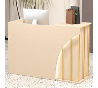 ZDFTGKM Reception frontale, scrivania per reception, bancone per la vendita al dettaglio della hall con cassetto bloccabile e pannello laterale avvolgente, bancone (beige)