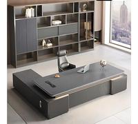 ZDFTGKM Scrivania direzionale - Lussuosa scrivania a Forma di L con cassetti portaoggetti, Scatola portacavi Multifunzionale per Ufficio Domestico, Design di Facile Montaggio (141,7")