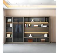 ZDFTGKM Scrivania direzionale - Scrivania Moderna a Forma di L, Ufficio con Striscia Luminosa, Scatola portacavi Multifunzione, Nessuna Installazione Richiesta (armadietti Portadocumenti da 133,9")