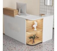 ZDFTGKM Scrivania per reception aperta, con scomparto portaoggetti, tavolo per la cassa per la vendita al dettaglio della hall per hall, salone, scrivania per casa e ufficio (bianco + naturale