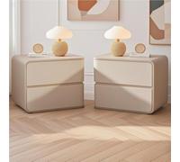 ZDFTGKM Set di 2 comodini con cassetti, tavolo in pelle, combinazione sinistra e destra, moderno e semplice, tavoli per camera da letto (marrone + bianco)