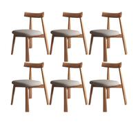 ZDFTGKM Set di 6 sedie da Cucina, Stile Mid-Century, Moderne, Imbottite, con Gambe in Legno massello e Imbottitura Imbottita, per Soggiorno, Camera da Letto, Color Noce Chiaro e Grigio Scuro, 6 Pezzi