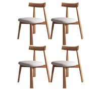 ZDFTGKM Set di 6 sedie da Cucina, Stile Mid-Century, Moderne, Imbottite, con Gambe in Legno massello e Imbottitura Imbottita, per Soggiorno, Camera da Letto, Noce Chiaro + Grigio Chiaro, 4 Pezzi