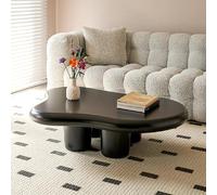 ZDFTGKM Tavolino basso da 100 cm con 4 gambe, irregolare, color crema, contemporaneo, per interni, multifunzionale, per soggiorno (Bla