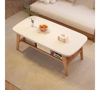 ZDFTGKM Tavolino da caffè in stile agriturismo, tavolo rettangolare in legno per soggiorno, spazio aperto minimalista, tavolo industriale a 2 livelli, per camera, camera da letto, balcone giardino