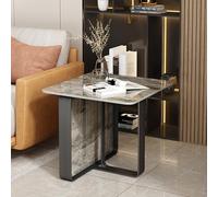 ZDFTGKM Tavolino in finto marmo, piccolo tavolino quadrato di lusso con gambe in metallo, elegante cocktail tè per soggiorno, camera da letto, ufficio (20 x 20 x 20, nero e grigio)