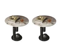 ZDFTGKM Tavolino rotondo base per divano in ardesia angolo piccolo tavolino da caffè rock base nera top in oro Pandora set da 2 pezzi 45,7 cm L x 45,7 cm L 52,1 cm H