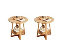 ZDFTGKM Tavolo angolare rotondo nordico in legno con gambe a croce laterale per soggiorno piccolo appartamento comodino mensola piano naturale con 1 2 pezzi 39,9 cm L x P 59,9 cm H