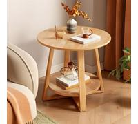 ZDFTGKM Tavolo angolare rotondo nordico in legno con gambe incrociate laterali per soggiorno piccolo appartamento comodino mensola piano naturale con 1 50 cm di lunghezza x larghezza x altezza