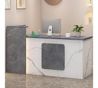 ZDFTGKM Tavolo da banco per la reception della reception, bancone per la vendita al dettaglio, computer in legno con pannello laterale avvolgente, cassetto moderno per reception (multicolore + grigio)