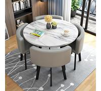 ZDFTGKM Tavolo da pranzo rotondo per 4 persone con sedie in marmo e quattro sedie da ufficio reception set adatto per salotto, soggiorno (C