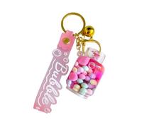 ZDHC Creativo Gas Lattine Quicksand Portachiavi Acrilico Olio Liquido Fluttuante Cilindro di Movimento Portachiavi Chiave Auto Borsa Ciondolo per le, Rosso rosato, Taglia unica