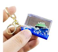 ZDHC Micro paesaggio oceanico nave liquido portachiavi creativo sabbie mobili galleggiante barca portachiavi chiavi auto borse ciondolo per uomo, Blu A, Taglia unica