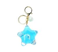 ZDHC Portachiavi a forma di balena galleggiante con pentacolo, carino Kawaii Motion Liquid Quicksand Ocean Animal portachiavi chiavi auto ciondolo per le donne, Balena blu., Taglia unica