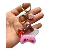 ZDHC Portachiavi a forma di balena galleggiante con pentacolo, carino Kawaii Motion Liquid Quicksand Ocean Animal portachiavi chiavi auto ciondolo per le donne, Delfino rosa, Taglia unica