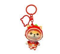 ZDHC Portachiavi creativo Shiba Inu cane astronauta carino Kawaii spazio animale portachiavi zaino chiavi auto ciondolo per donne uomini, Rosso, Taglia unica