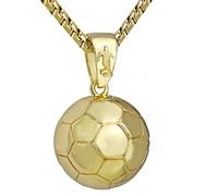 ZDIFDIC Collana da uomo e da donna, per amanti dello sport, collana con ciondolo 3D a forma di pallone da calcio hip-hop, gioiello per gli amanti del calcio, regalo alla moda, oro argento, acciaio