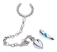 ZDJBFA Ciondolo Peso Testicolo Anello Testicolo Anello Fallico Anello Pene con Catena e Plug Anale/Plug Anale Flirtare Nuova Esperienza Set Schiavo Fetish Giocattolo Sessuale per Coppie,S