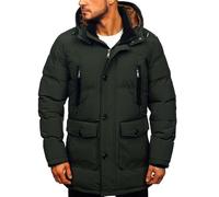 ZDJSWJ Mantello invernale lungo con cappuccio da uomo Parka con cappuccio imbottito antivento Parka trapuntato in cotone, giacca pesante, Verde militare, XXXL