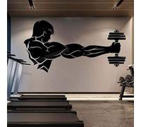Zdklfm69 Adesivi da Parete Adesivi Murali Vinile Allenamento Atletico Palestra Muscolare Logo Fitness Bestia bilanciere Bodybuilding Sano per la Decorazione della Palestra 103x52cm