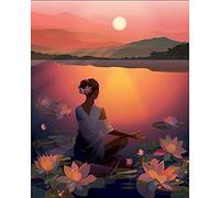 Zdklfm69 Dipingi con i Numeri Dipingere con i Numeri Yoga Pittura a Olio Fai da Te Pittura acrilica Paesaggio Adulti Kit da colorare con i Numeri per Decorazioni per la casa Art Girl 40x50cm