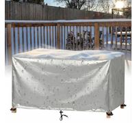 ZDLLDZ Impermeabile Telo Copri Tavolo Esterno 395x295x30 cm, Coperture per Mobili da Giardino in Oxford 420D Antistrappo e Antivento, Copritavolo Rettangolare per Set di Mobili da Esterno, Argento