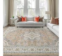 ZDLLDZ Tappeto vintage lavabile, tappeto beige con medaglione floreale per soggiorno, tappeto ultra morbido per camera da letto, lavabile in lavatrice, antiscivolo, 150x210 cm/59x83 pollici