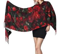 Zdlwaisw Rosa Rossa In Romantica Bella Sciarpa Ragazze Avvolge Scialli Per Le Donne Stampa Sciarpa 77"x27"/196x68cm Grande Pashmina Morbida Extra Calda, Come nella foto, Taglia unica