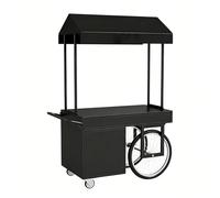 ZDMZR Stand Vendita con Ruote, Stand Espositivo Mobile con Tettoia, Bancarella per Caffè, Mercato Contadino, Ciboi Strada(120x70x200CM/47x27x79IN)