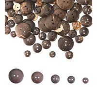 ZDNT 100 Pcs Bottoni in Legno,Bottoni Conchiglia di Cocco Naturale,Bottoni da cucire,Bottoni Rotondi Marroni,Bottone di Legno,Bottoni in Legno Decorativi per Forniture Fai-da-Te Cucito,5 Formati
