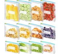 ZDNT 30 pcs Sacchetti Freezer Riutilizzabili,Sacchetti per Congelatore per Alimenti Senza BPA Sacchetti Congelatore Zip,per Sigillare,Sacchetti per Sandwich Frutta Verdura Carne Pesce Pane,3 misure