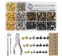 ZDNT 360 Set Rivetti per Cuoio Rivetti di Pelle Doppio Tappo Tubolare Rivettato Viti in Metallo con 3 Pezzi Strumento di Fissaggio,Ribattini, Borchie per Borse, DIY, Jeans, Scarpe, Riparazioni,Vestiti