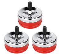 ZDNT Posacenere rotondo per sigarette, con vassoio girevole, senza cenere, moderno, in metallo, grande, per esterni, casa, bar, ufficio, rosso, 3 pezzi