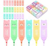 ZDNT Set di 24 mini evidenziatori pastello, set di mini evidenziatori a forma di orso, divertente evidenziatore per bambini, adulti, articoli per la scuola