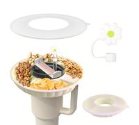 ZDNT Stanley Cup 40 oz Ciotola Snack In Silicone Vassoio Snack in Silicone Ciotola per snack in silicone Piatto da spuntino per Stanley Cup ciotole in silicone con 4 scomparti per snack,dip(Bianco)